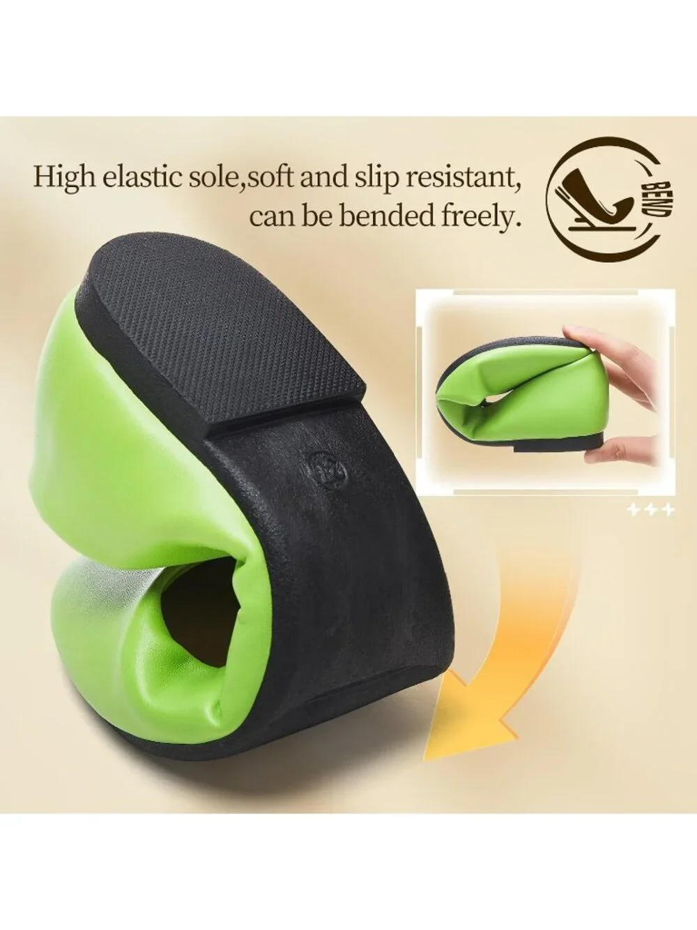 Womens Fluorescent Green PU Leather Comfortable Ballet Flat Slip on Casual Shoes